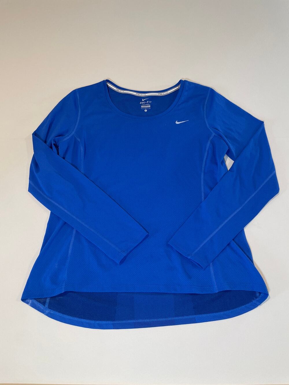 Nike Running Dri‑Fit Long Sleeve Top – Size L – Black – High‑Low Hem – EUC